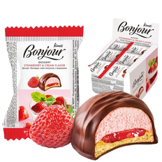 Десерт Bonjour KONTI вкус клубники со сливками 29 г х 24 шт