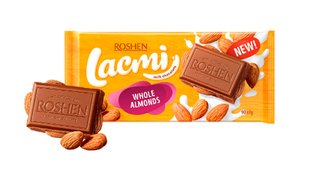 Шоколад LACMI молочный с целым миндалем 90 г Roshen