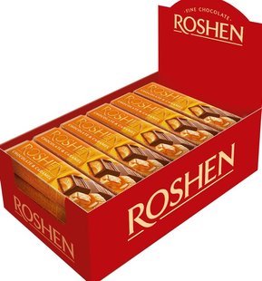 Батончик Roshen молочно-шоколадный с начинкой карамель 43 г х 30 шт