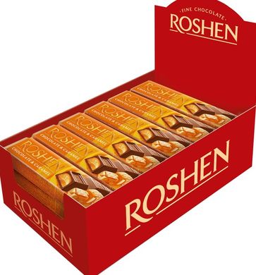 Батончик Roshen молочно-шоколадный с начинкой карамель 43 г х 30 шт